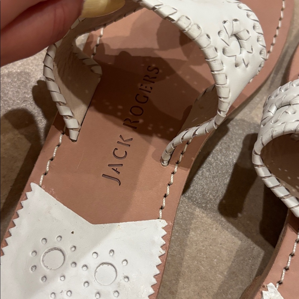 Jack Rogers White Leather Jacks Flat Sandal - Picture 2 of 4